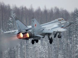 The MiG-31 is a long-range interceptor designed to cruise over Soviet airspace and knock down enemy aircraft and cruise missiles. Dubbed "Foxhound" by NATO officials, it is the first Soviet plane to have a radar enabling it to shoot down aircraft outside the pilot's visual range.